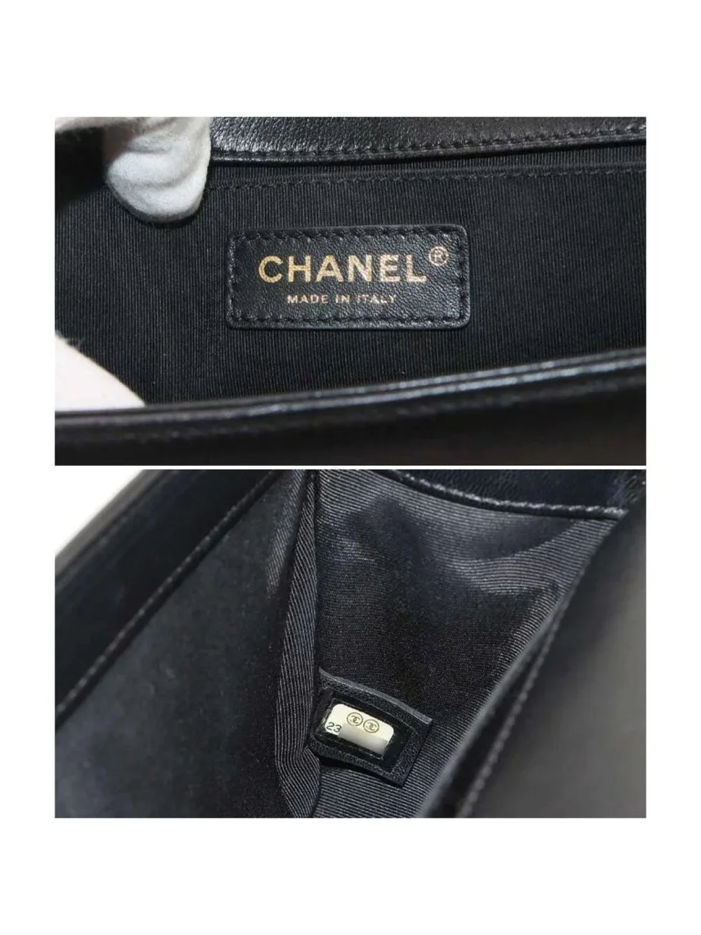 Chanel Boy Chain Shoulder Bag Lambskin Black Gold